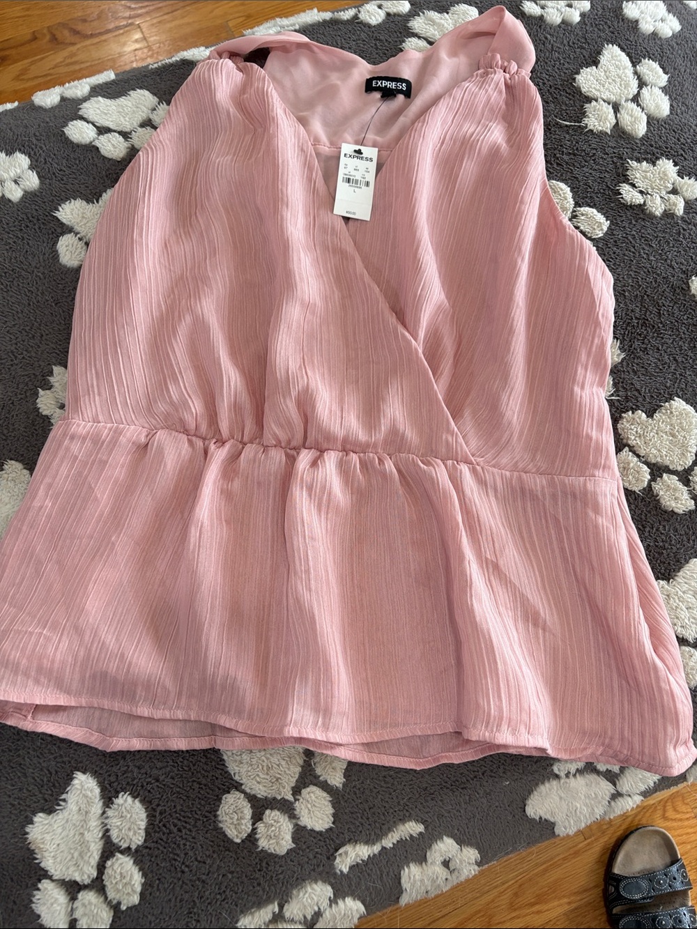 Express Blush Pink Sleeveless Surplice Peplum Top